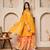 mustard georgette lehenga choli set with cape dupatta