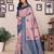Peach sky blue soft silk blend banarasi jacuard work designer party wear saree with unstitched blouse piece