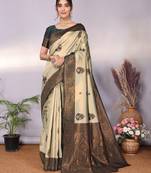 Pista green soft silk blend banarasi jacuard work designer party wear saree with unstitched blouse piece