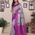 Sky blue purple  soft silk blend banarasi jacuard work designer party wear saree with unstitched blouse piece