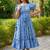 Blue rayon digital print designer western gown