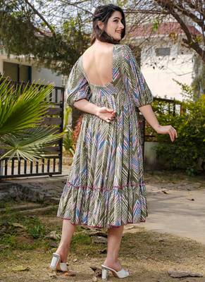 Multi color rayon digital print designer western gown 4