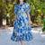 Blue rayon digital print designer western gown