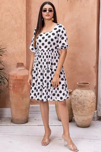 Off white rayon digital print designer western gown