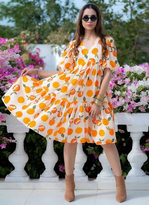 Off white rayon digital print designer western gown 1
