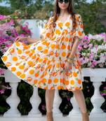 Off white rayon digital print designer western gown