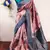 peach sky silk blend banarasi saree with unstitched blouse piece