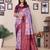 Lavender wine  soft silk blend banarasi jacuard work designer party wear saree with unstitched blouse piece