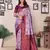 lavender wine silk blend banarasi saree with unstitched blouse piece