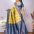 Lemon morpich soft silk blend banarasi jacuard work designer party wear saree with unstitched blouse piece