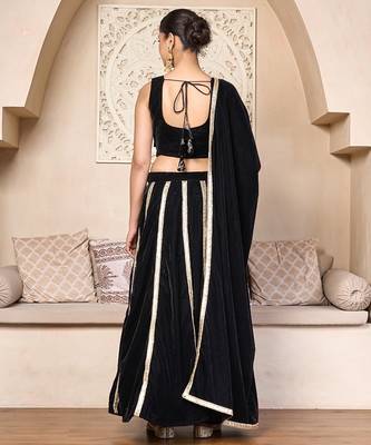 black velvet designer lehenga set with gota lace detailing 3