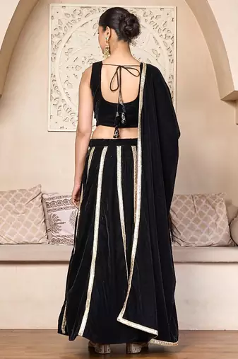 black velvet designer lehenga set with gota lace detailing