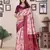 peach wine silk blend banarasi saree with unstitched blouse piece