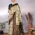 pista green silk blend banarasi saree with unstitched blouse piece