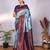 Sky blue soft silk blend banarasi jacuard work designer party wear saree with unstitched blouse piece