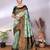 Pista green  soft silk blend banarasi jacuard work designer party wear saree with unstitched blouse piece