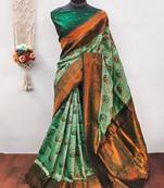Pista green  soft silk blend banarasi jacuard work designer party wear saree with unstitched blouse piece