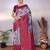 Sky wine soft silk blend banarasi jacuard work designer party wear saree with unstitched blouse piece