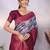 Sky wine soft silk blend banarasi jacuard work designer party wear saree with unstitched blouse piece