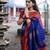 Neavy blue red soft silk blend banarasi jacuard work designer party wear saree with unstitched blouse piece
