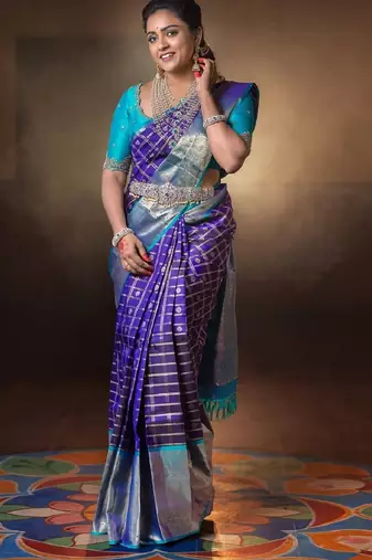 Blue sky soft silk blend banarasi jacuard work designer party wear saree with unstitched blouse piece