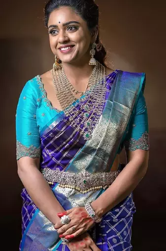 blue sky soft art silk blend banarasi jacuard work designer party wear saree with unstitched blouse piece