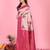 Cream  pink soft silk blend banarasi jacuard work designer party wear saree with unstitched blouse piece
