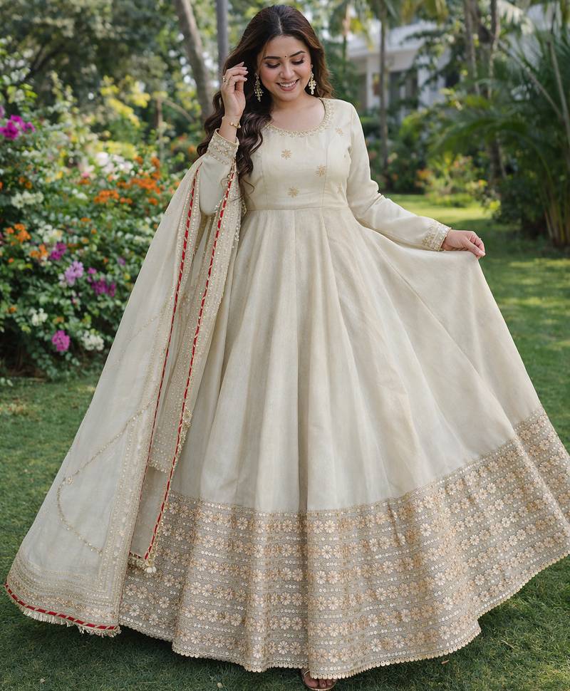 chinon silk anarkalt set with heavy coding embroidery