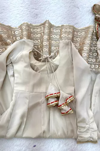 chinon silk anarkalt set with heavy coding embroidery