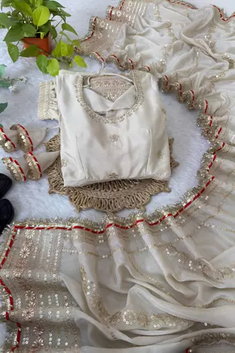 chinon silk anarkalt set with heavy coding embroidery