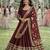 Elegant maroon silk embroidered anarkali gown with dupatta