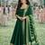Elegant emerald green silk embroidered anarkali gown with dupatta