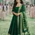 Elegant emerald green silk embroidered anarkali gown with dupatta