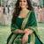 Elegant emerald green silk embroidered anarkali gown with dupatta
