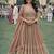 Elegant peach chinon embroidered anarkali gown set with dupatta & bottom