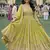 Elegant lime green chinon embroidered anarkali gown set with dupatta & bottom