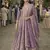 Graceful embroidered lavender chinon silk anarkali gown set with palazzo & dupatta