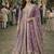 Graceful embroidered lavender chinon silk anarkali gown set with palazzo & dupatta