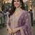 Graceful embroidered lavender chinon silk anarkali gown set with palazzo & dupatta