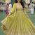 Elegant lime green chinon embroidered anarkali gown set with dupatta & bottom