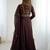 Gorgeous Brown Embroidered Georgette Traditional Gown With Dupatta