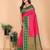 Pink green  soft silk blend banarasi jacuard work designer party wear saree with unstitched blouse piece