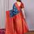Blue red   soft silk blend banarasi jacuard work designer party wear saree with unstitched blouse piece