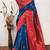Blue red   soft silk blend banarasi jacuard work designer party wear saree with unstitched blouse piece