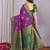 Purple green  soft silk blend banarasi jacuard work designer party wear saree with unstitched blouse piece