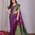 Purple green  soft silk blend banarasi jacuard work designer party wear saree with unstitched blouse piece