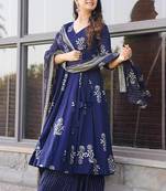 Royal blue pure muslin digital printed designer salwar suit