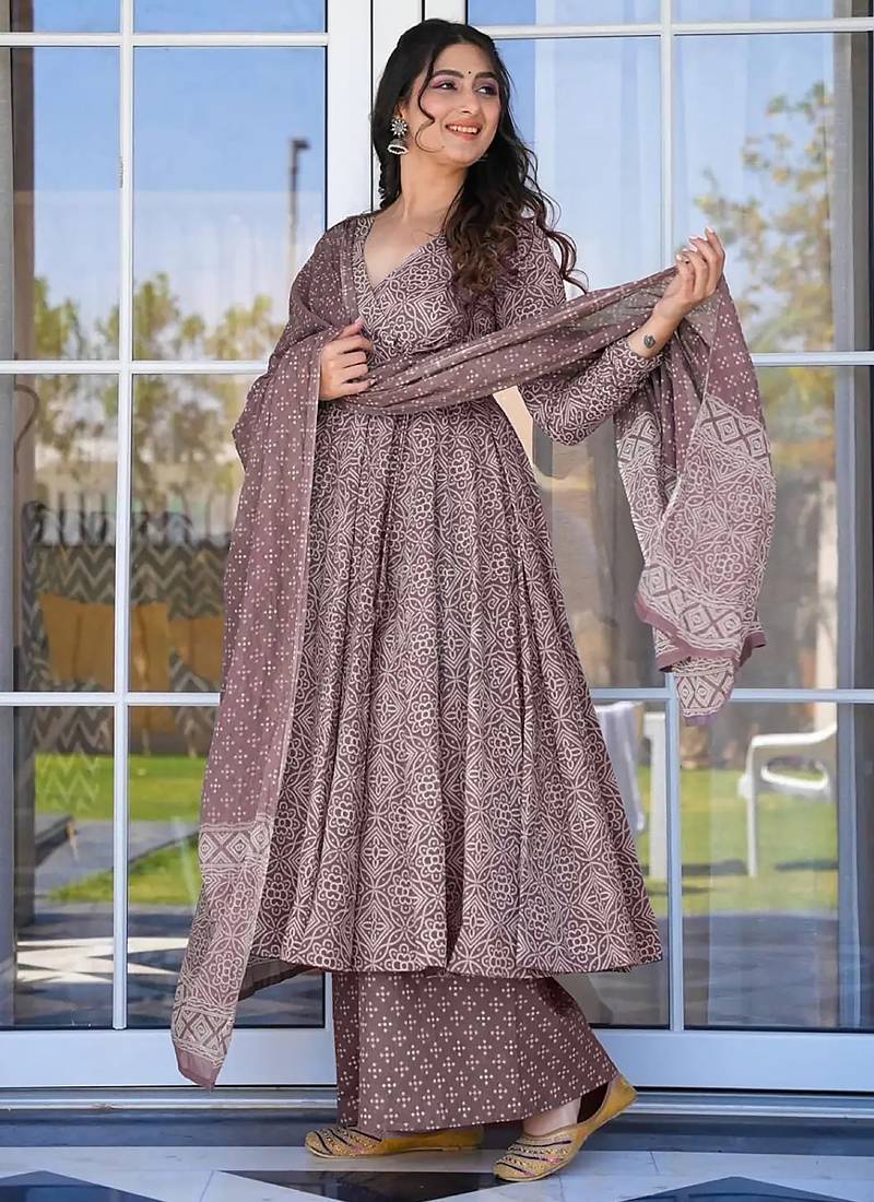 Onion pink pure muslin digital printed designer salwar suit