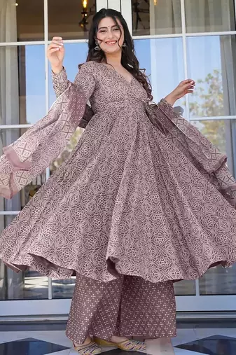 Onion pink pure muslin digital printed designer salwar suit