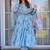Sky blue pure muslin digital printed designer salwar suit